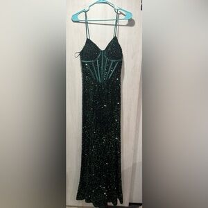 Elegant Dark Green Sequin Dress